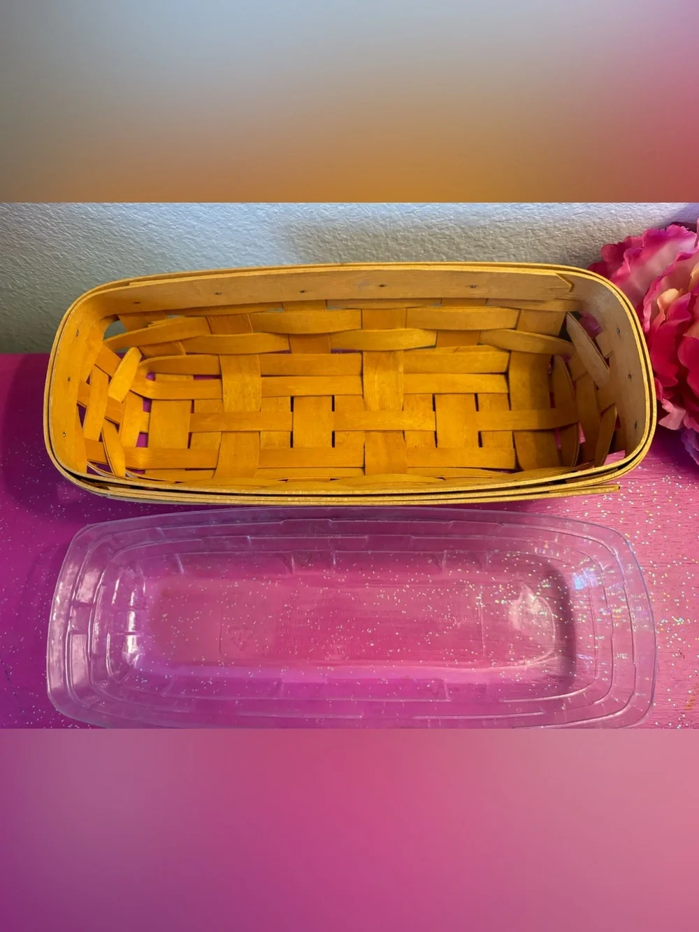 Vintage Longaberger 2000 Cracker Basket with Plastic Protector